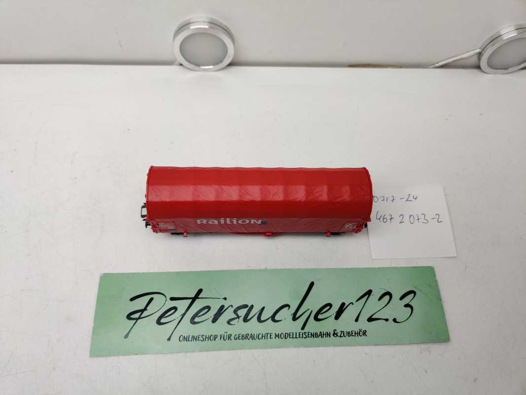 Märklin H0 AC 00757-24 / 467 2 073-2 / Schiebeplanenwagen / Bauart Shimmns-tu 718 / Railon / DB AG / Rot