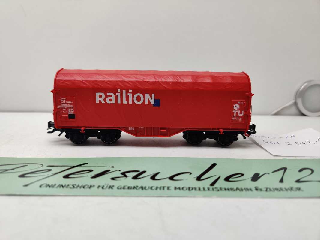 Märklin H0 AC 00757-24 / 467 2 073-2 / Schiebeplanenwagen / Bauart Shimmns-tu 718 / Railon / DB AG / Rot