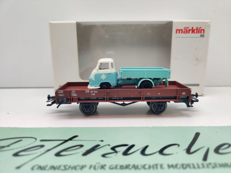 Märklin H0 AC 00761-18 Niederbordwagen + LKW / X05 / NEM / DB / OVP weiß