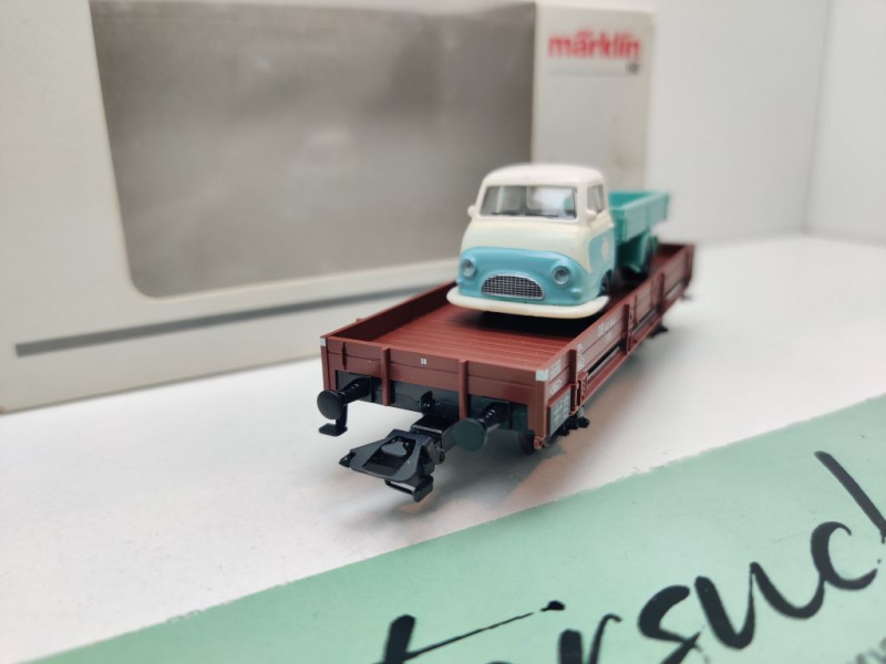 Märklin H0 AC 00761-18 Niederbordwagen + LKW / X05 / NEM / DB / OVP weiß