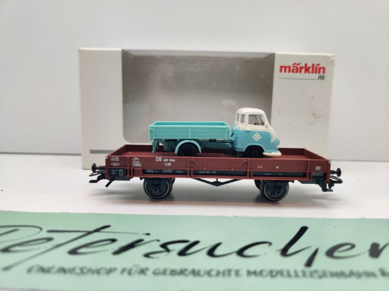Märklin H0 AC 00761-18 Niederbordwagen + LKW / X05 / NEM / DB / OVP weiß