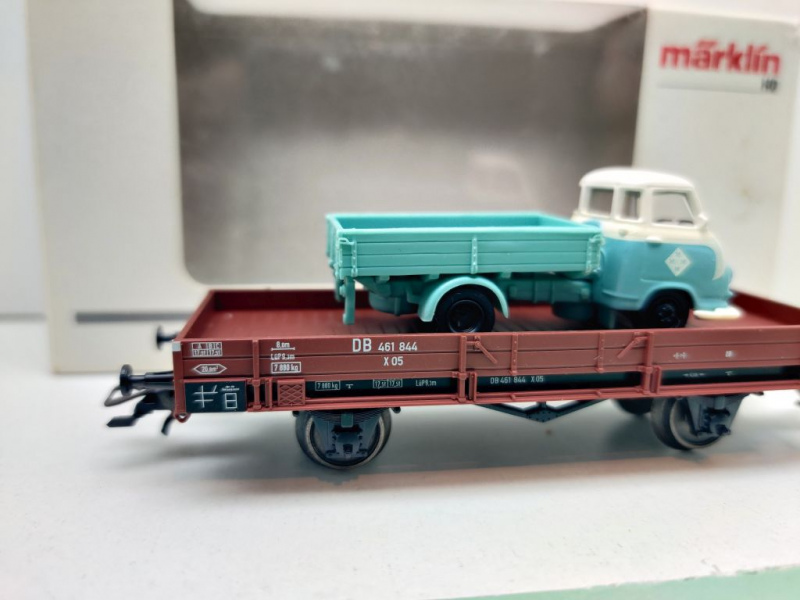 Märklin H0 AC 00761-18 Niederbordwagen + LKW / X05 / NEM / DB / OVP weiß