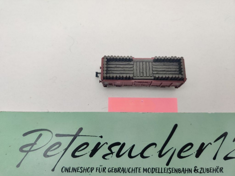 Minitrix N DC 11439 Hochbordwagen Ladung Grubenholz aus Set / NEM / DB