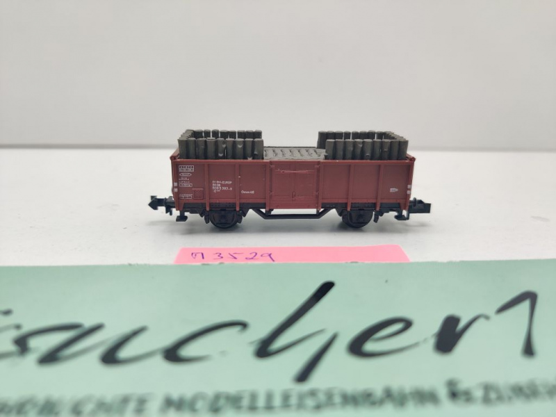 Minitrix N DC 13529 ex 3529 off. Güterwagen Grubenholz E035 / DB
