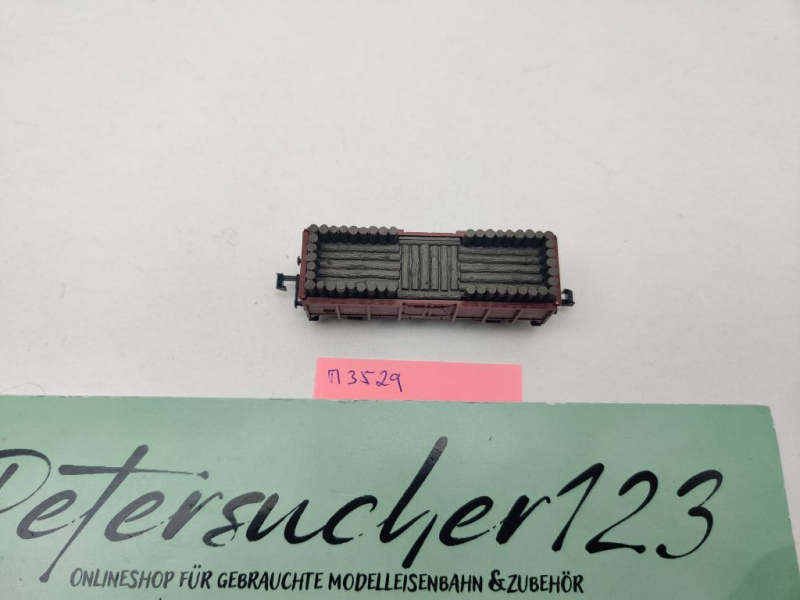 Minitrix N DC 13529 ex 3529 off. Güterwagen Grubenholz E035 / DB