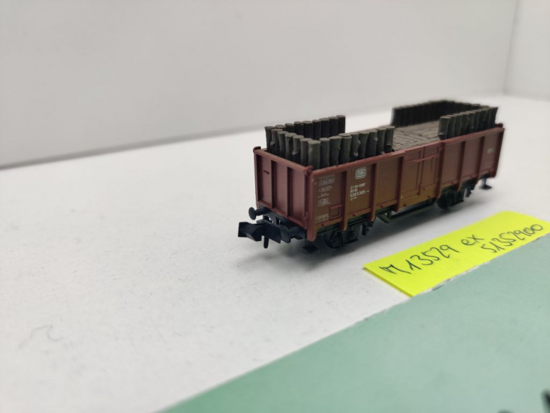 Minitrix N DC 13529 ex 3529 off. Güterwagen Grubenholz 385-4 E035 / DB