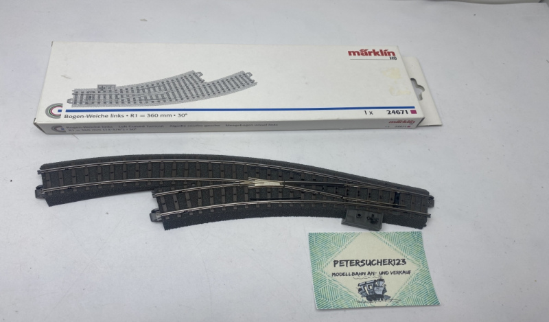 Märklin H0 1 x Bogenweiche links C-Gleis 24671 R1 = 360 mm 30° OVP