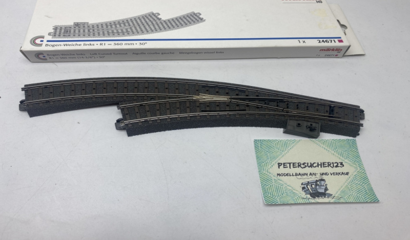 Märklin H0 1 x Bogenweiche links C-Gleis 24671 R1 = 360 mm 30° OVP