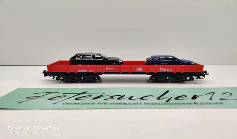 Märklin H0 AC 29231 1x Niederbord "CARGO" + 2 PKW aus Set / Relmms / DB