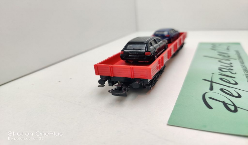 Märklin H0 AC 29231 1x Niederbord "CARGO" + 2 PKW aus Set / Relmms / DB