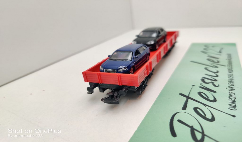 Märklin H0 AC 29231 1x Niederbord "CARGO" + 2 PKW aus Set / Relmms / DB