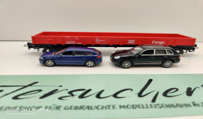 Märklin H0 AC 29231 1x Niederbord "CARGO" + 2 PKW aus Set / Relmms / DB