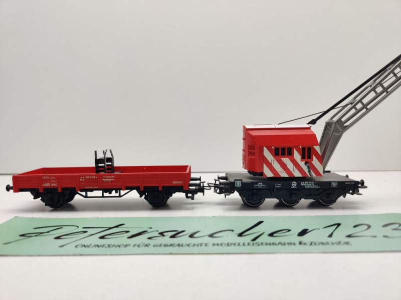 Märklin H0 AC 29426 Kranwagen rot + Kranschutzwagen rot / DB