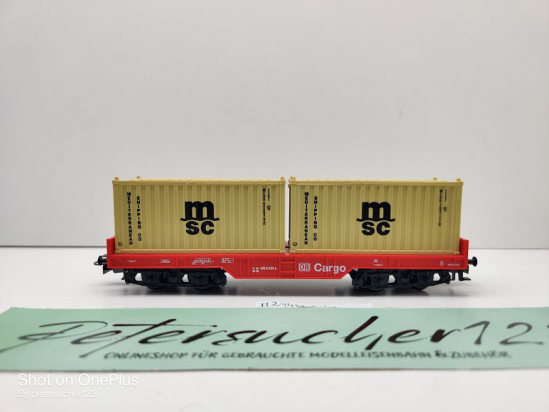 Märklin H0 AC 29453 1x Tragwagen mit 2 Container "msc" aus Set / DB