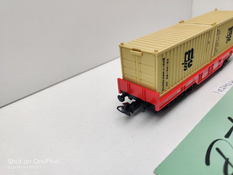 Märklin H0 AC 29453 1x Tragwagen mit 2 Container "msc" aus Set / DB