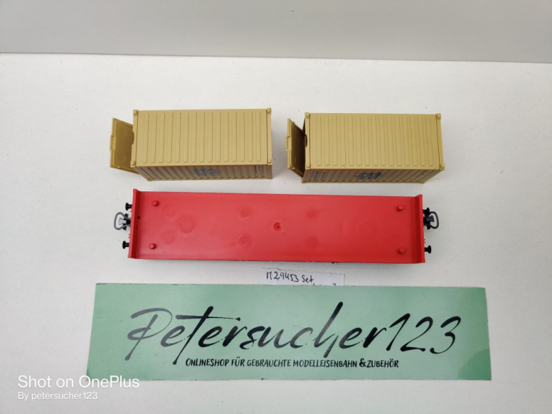 Märklin H0 AC 29453 1x Tragwagen mit 2 Container "msc" aus Set / DB