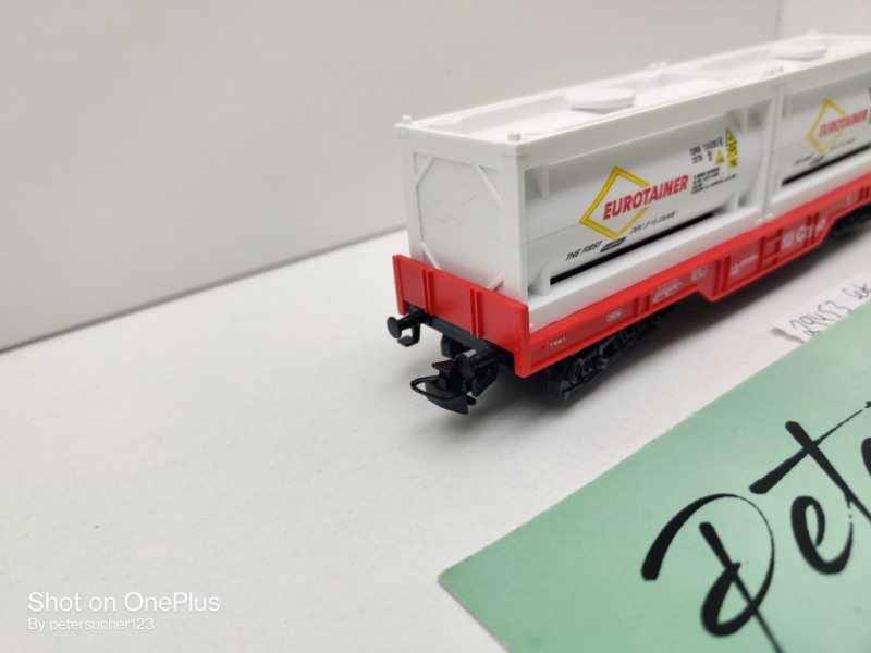 Märklin H0 AC 29453 1x Tragwagen mit 2 Container "eurotainer" aus Set / DB