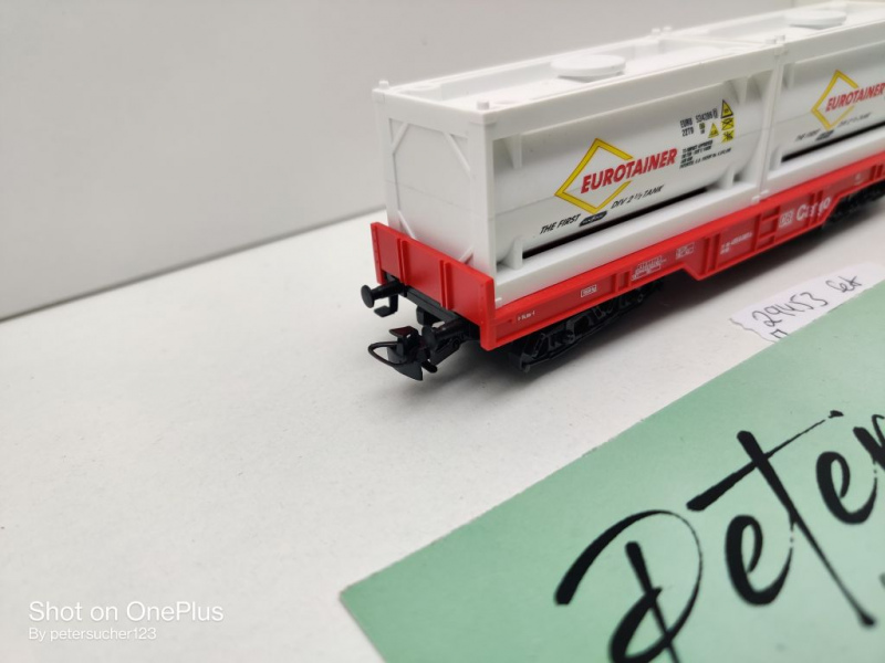 Märklin H0 AC 29453 1x Tragwagen mit 2 Container "eurotainer" aus Set / DB