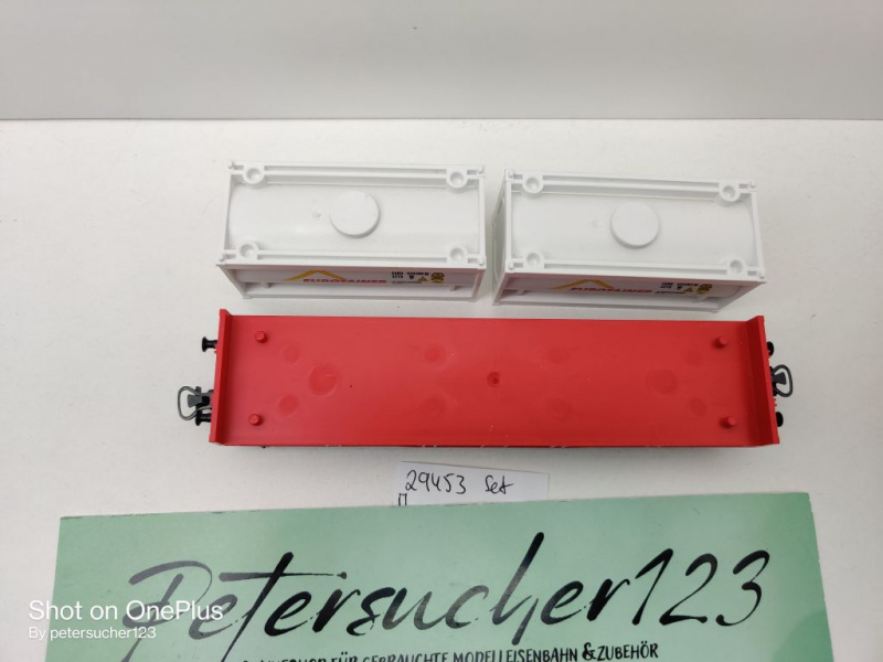 Märklin H0 AC 29453 1x Tragwagen mit 2 Container "eurotainer" aus Set / DB