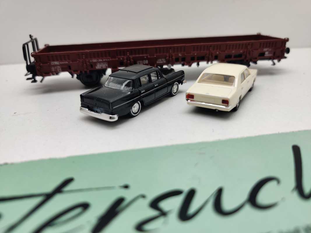 Märklin H0 AC 29820-08 Rungenwagen Rlmmso56 aus Set / 2 PKW / NEM / DB