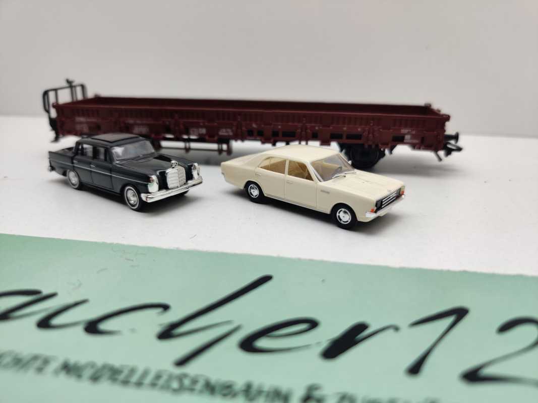 Märklin H0 AC 29820-08 Rungenwagen Rlmmso56 aus Set / 2 PKW / NEM / DB