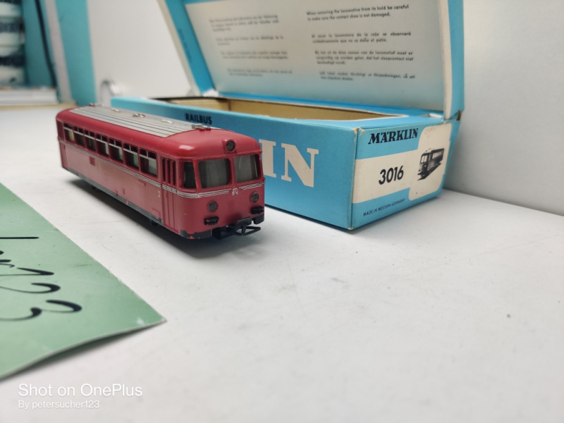 Märklin H0 3016 / BR795 299-7 / Schienenbus ROT / DB / Styropor Einlage / Hellblaue OVP