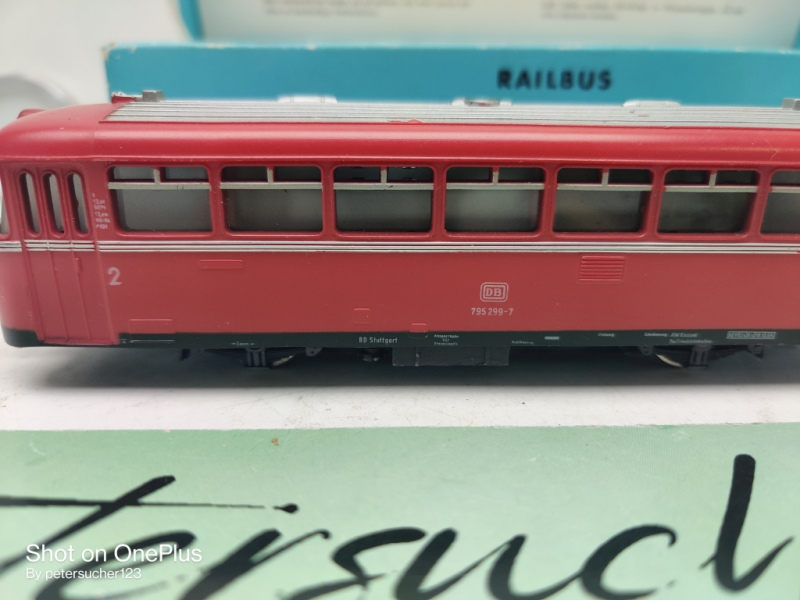 Märklin H0 3016 / BR795 299-7 / Schienenbus ROT / DB / Styropor Einlage / Hellblaue OVP