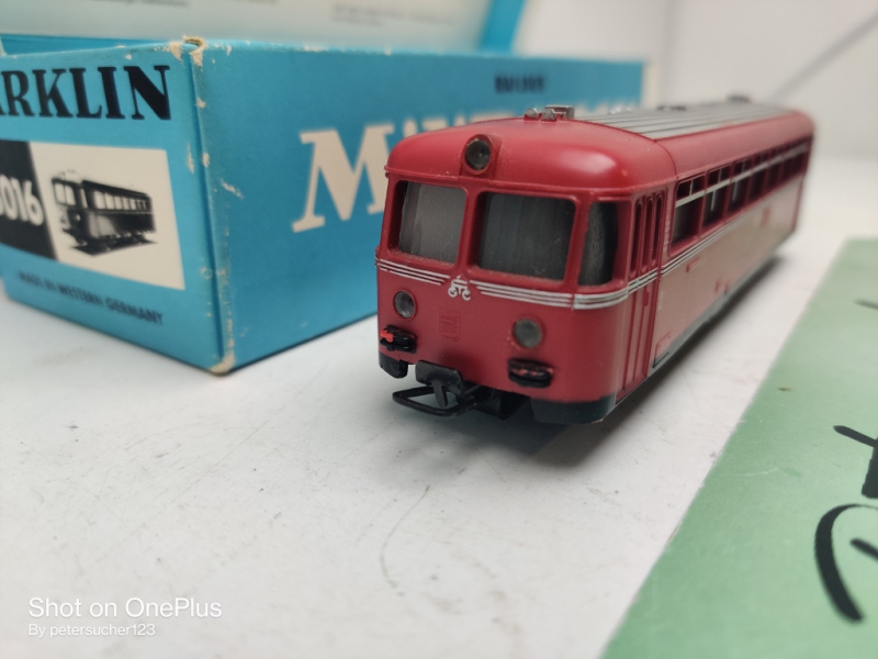 Märklin H0 3016 / BR795 299-7 / Schienenbus ROT / DB / Styropor Einlage / Hellblaue OVP