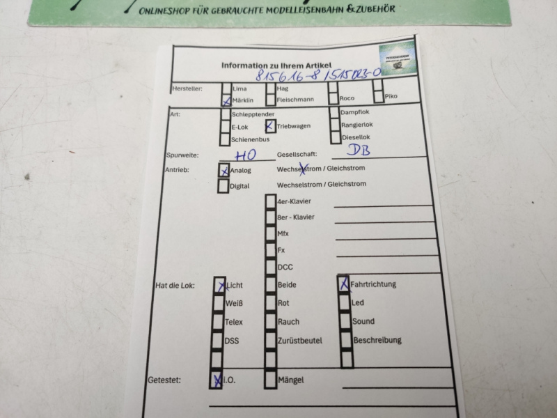 Märklin H0 AC 3028 / BR515023-0 / 815616-8 Triebwagen + Beiwagen / DB / Analog / Blau - Beige