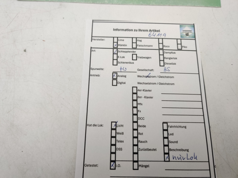 Märklin H0 AC 3086 / BR64119 Dampflok Schlepptender / Analog / Grün