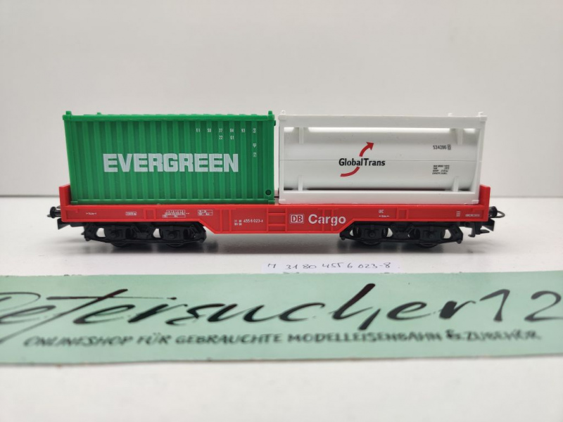 Märklin H0 AC 31 80 455 6 023-8 Container-Tragwagen "Evergreen & Global Trans" / DB