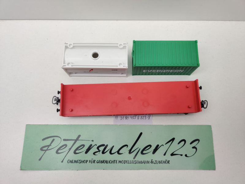 Märklin H0 AC 31 80 455 6 023-8 Container-Tragwagen "Evergreen & Global Trans" / DB