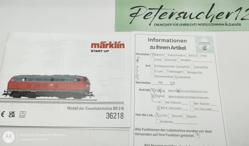 Märklin H0 AC 36218 / BR216 140-4 Diesellok DB Rot Mfx OVP