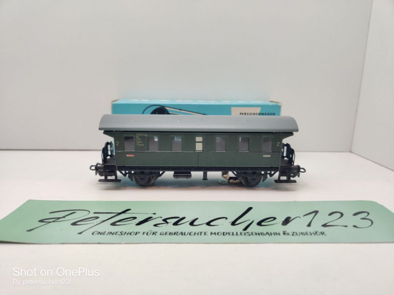 Märklin H0 AC 4002 Plattformwagen Donnerbüchse / Licht / 2.Kl / Bi / DB / OVP hblau