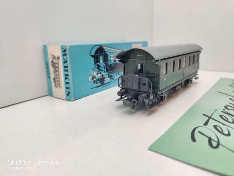 Märklin H0 AC 4002 Plattformwagen Donnerbüchse / Licht / 2.Kl / Bi / DB / OVP hblau