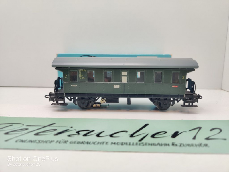 Märklin H0 AC 4002 Plattformwagen Donnerbüchse / Licht / 2.Kl / Bi / DB / OVP hblau