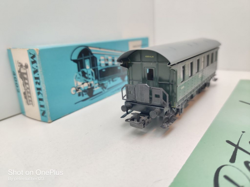 Märklin H0 AC 4002 Plattformwagen Donnerbüchse / Licht / 2.Kl / Bi / DB / OVP hblau