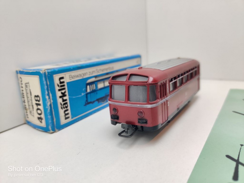 Märklin H0 AC 4018 Beiwagen z Schienenbus / Licht / 2.Kl / BD / DB / OVP blau