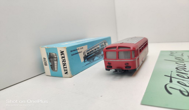 Märklin H0 AC 4018 Beiwg z Schienenbus 2.Kl. / VB 142 995 / Licht / DB / OVP hellblau