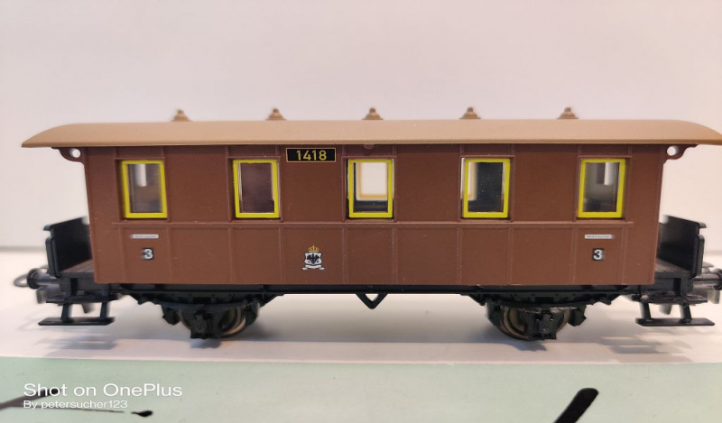 Märklin H0 AC 4035 1x Personenwagen 1418 / 3.Kl / aus Set / K.P.E.V.