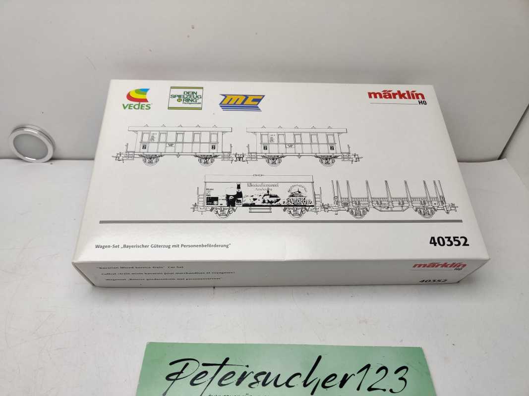 Märklin H0 AC 40352 / 4-teilige Wagenset „Bayerischer Güterzug mit Personenbeförderung“ / OVP