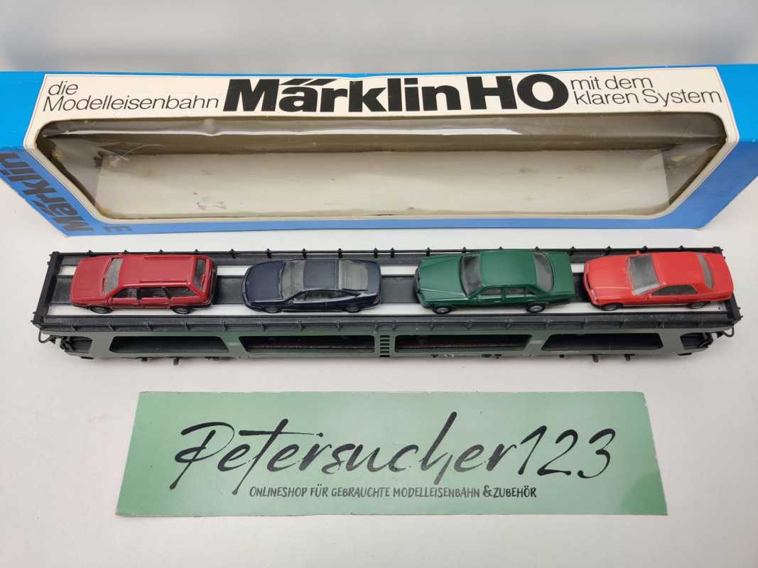 Märklin H0 AC 4074 Autotransportwagen DDm915 / 8 Fahrzeuge / DB / OVP blau
