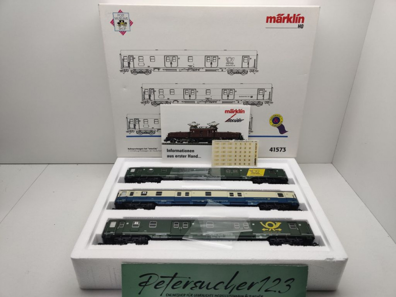 Märklin H0 AC 41573 Bahnpostwagen-Set "Intercity" Post mrz / NEM / DPAG / OVP weiß