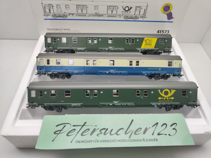 Märklin H0 AC 41573 Bahnpostwagen-Set "Intercity" Post mrz / NEM / DPAG / OVP weiß