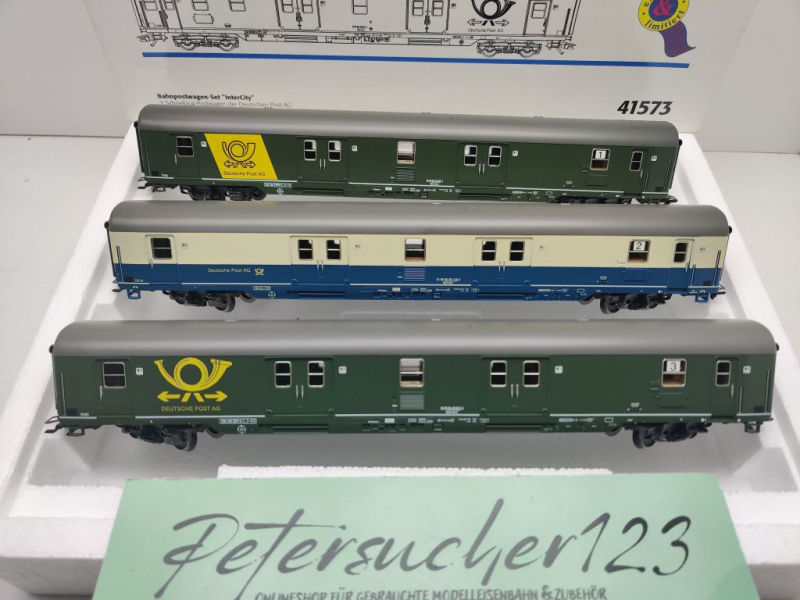 Märklin H0 AC 41573 Bahnpostwagen-Set "Intercity" Post mrz / NEM / DPAG / OVP weiß