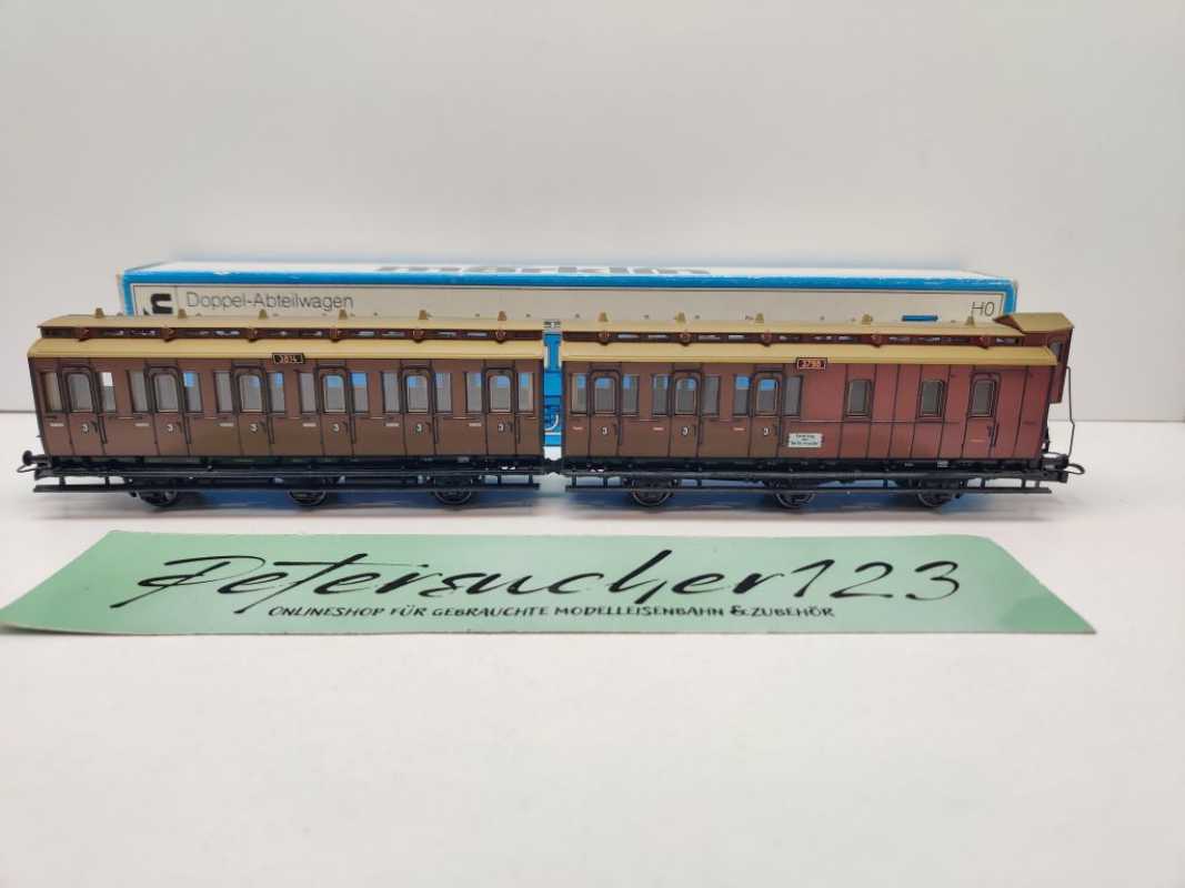 Märklin H0 AC 4209 Doppel-Abteilwagen Gepäckabteil C3 C3P / NEM / KPEV / OVP blau