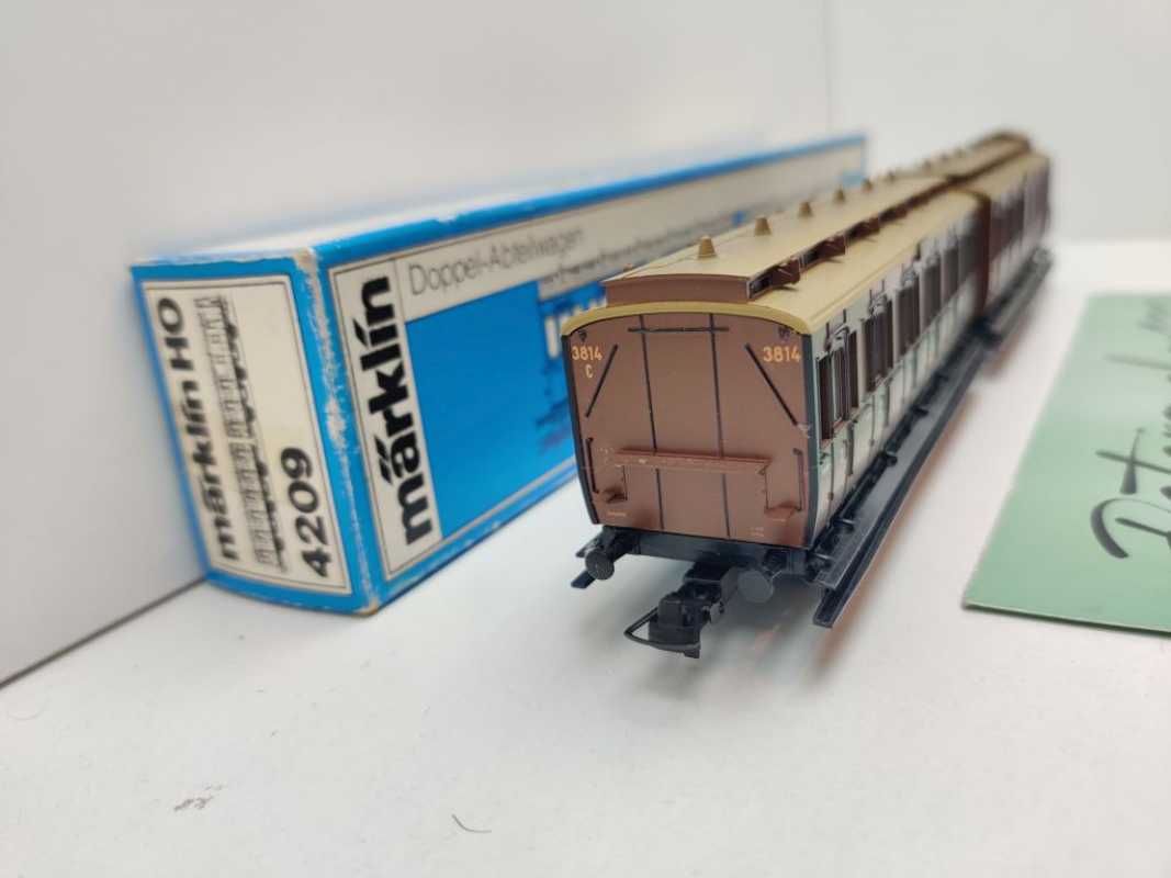 Märklin H0 AC 4209 Doppel-Abteilwagen Gepäckabteil C3 C3P / NEM / KPEV / OVP blau