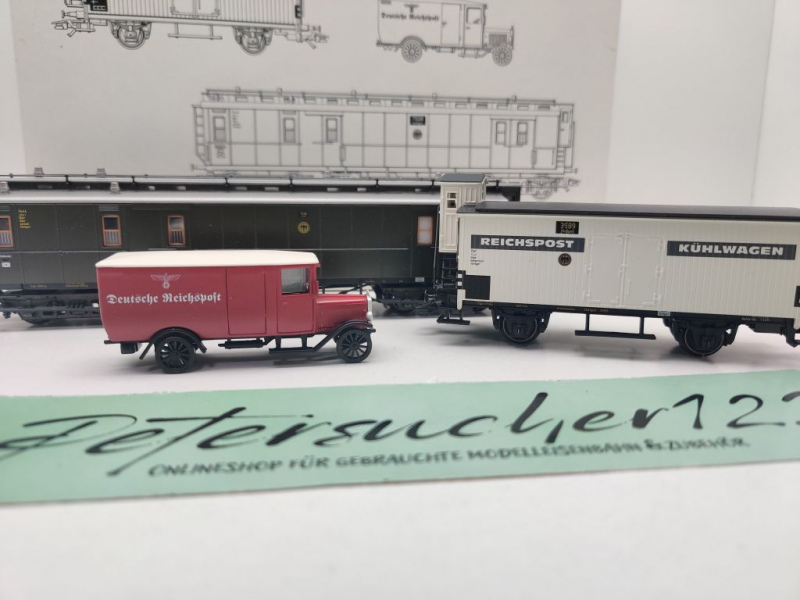 Märklin H0 AC 4329 Wagen-Set "Reichspost" & Fahrzeug / NEM / DRG / OVP weiß