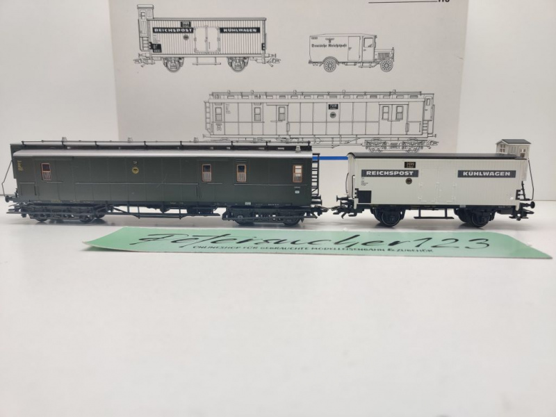 Märklin H0 AC 4329 Wagen-Set "Reichspost" & Fahrzeug / NEM / DRG / OVP weiß