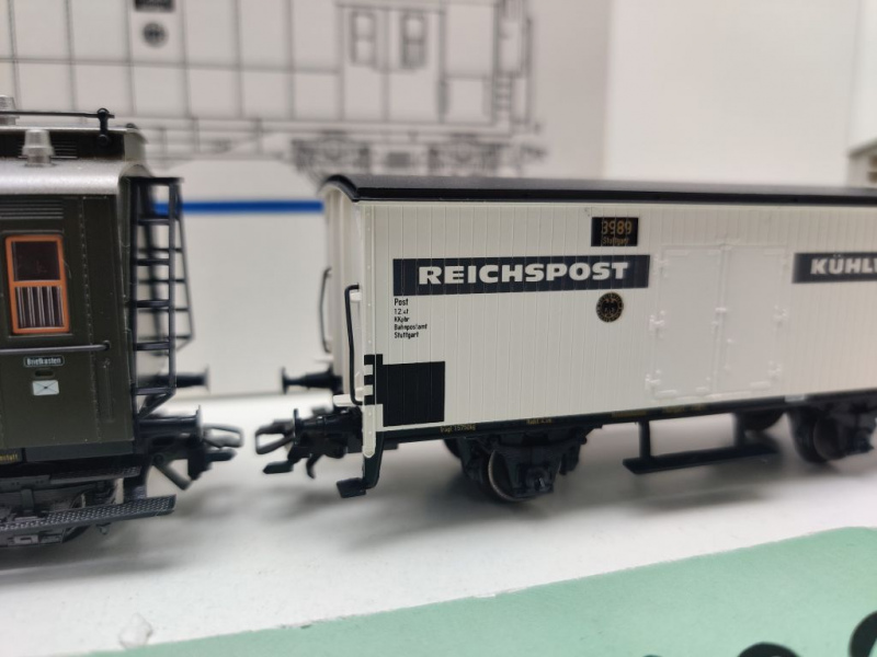 Märklin H0 AC 4329 Wagen-Set "Reichspost" & Fahrzeug / NEM / DRG / OVP weiß